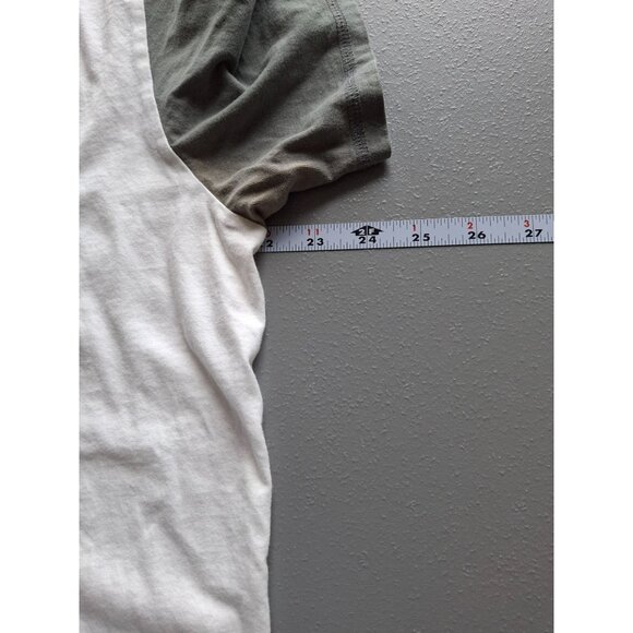 Express Mens TShirt XL White Gray Henley Short Sleeve Logo Gorpcore Classicore - Picture 5 of 6
